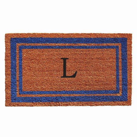 Monogram Door Mat, Natural, Blue, 18 in W x 30 in L